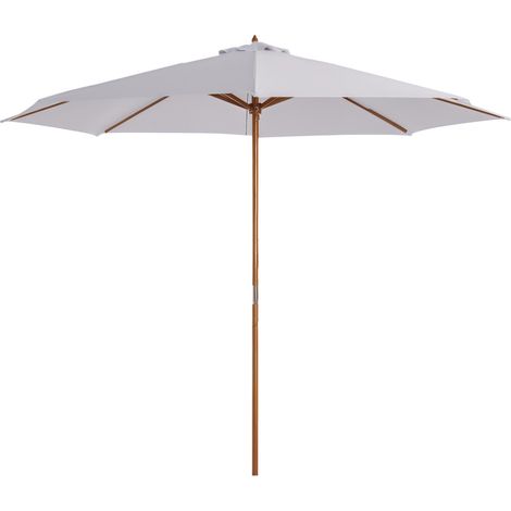 Parasol d'extérieur Ø300 cm avec toit ventilé et mât en bois amovible pour terrasse/patio blanc, parfait pour profiter de l'ombre et de la protection solaire dans votre jardin, sur votre balcon ou ... (1/5)