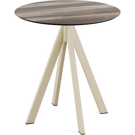 Infinity table de bistrot avec piètement sable + plateau Bistrotafel zand frame + Tropical Wood HPL Ø70 cm - Feros
