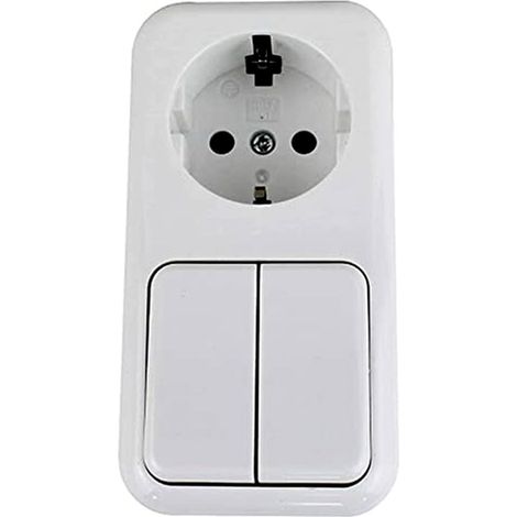 Base Schuko avec double interrupteur de surface, pour contrôler plusieurs appareils électriques dans les maisons et les bureaux