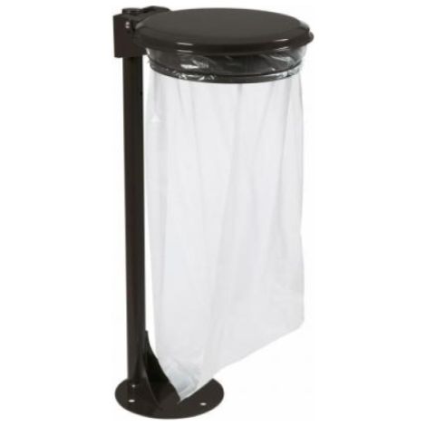 Support de sac avec couvercle et poteau/platine Collecmur extrême - 110l - gris manganèse (1/4)
