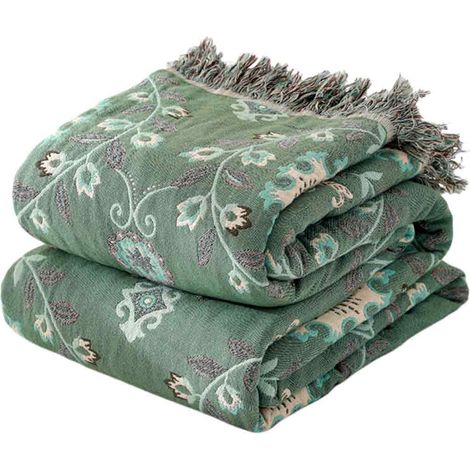 Boho-Tagesdecke fürs Bett – Ultraweiche, rustikale Baumwolldecke – Herbstliche Decke mit Blumen- und Vogelmuster – Dekoration im Landhausstil – Große Bettdecken...