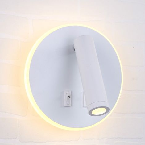 Lampadaire mural LED, lampe de chevet lisible 11W, spots orientables 3W+8W blanc chaud 3000K, forme ronde, éclairage de lecture ajustable, paire de luminaires muraux GROOFOO (1/4)