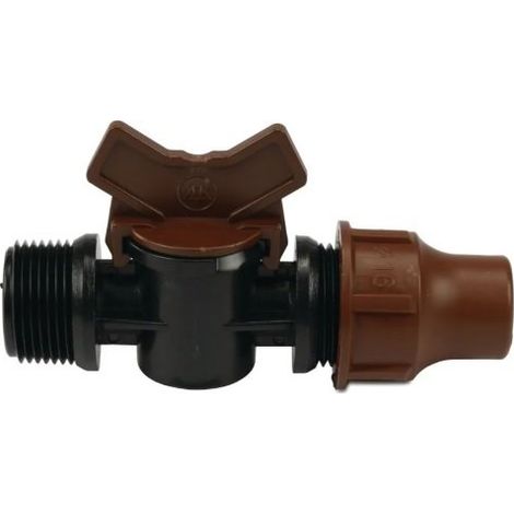 Robinet à boisseau PE 3/4" x 16 mm GZ x verrouillage marron type BF-valve lock