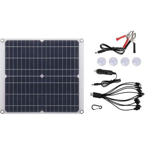 Tragbares Solarpanel mit zwei USB-Anschlüssen und Klemme für Camping und Wandern (1/5)