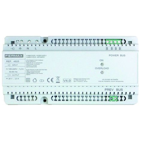 FERMAX 4825  Alimentador + filtro DIN10 24VDC 2,5A para alimentar diferentes equipos DUOX PLUS