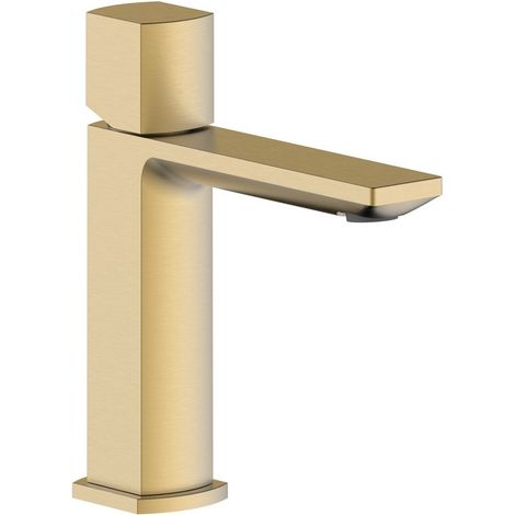 Miscelatore lavabo oro opaco con risparmio acqua e piletta click clack - serie Marte (1/2)