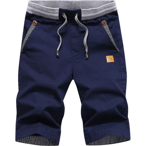 1 short homme, cordon de serrage, taille élastique, poches latérales et arrière, pour plage ou loisirs (1/5)