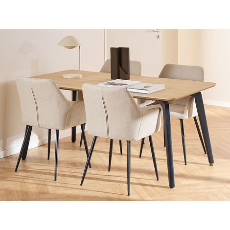 Cadiz Essgruppe Tisch mit 4 Stühlen natur, beige.