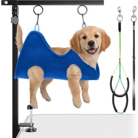 1 - Bras De Toilettage - Hamac De Soin - Hauteur Réglable 66-102 Cm - Pour Chien Petite Et Moyenne Taille - Acier - Noir