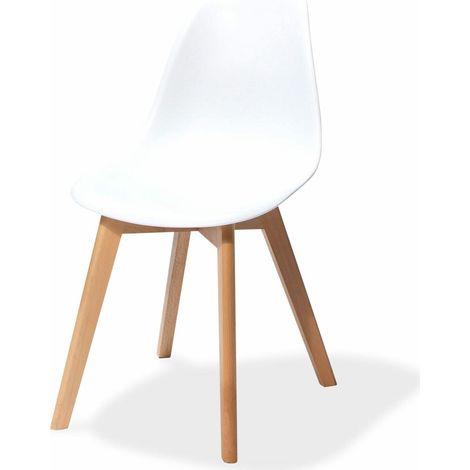 Chaise avec piètement empilable - Assise en plastique Bois/Blanc (Lot de 4) - Feros (1/4)