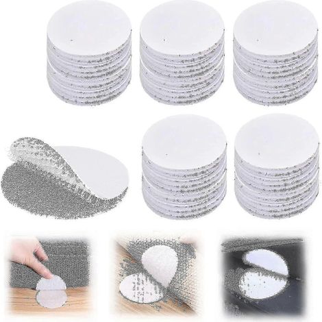 Lot de 50 autocollants auto-adhésifs ronds à scratch double face, blancs, 6 cm, pour la fixation et le retrait des trous. (1/5)