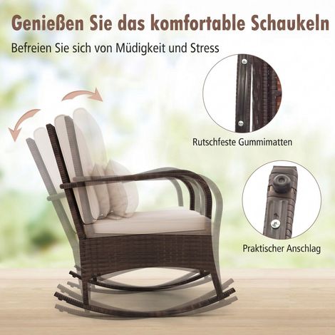 3-Piece Rattan Rocking Chair Set with Glass Table (1/5)
