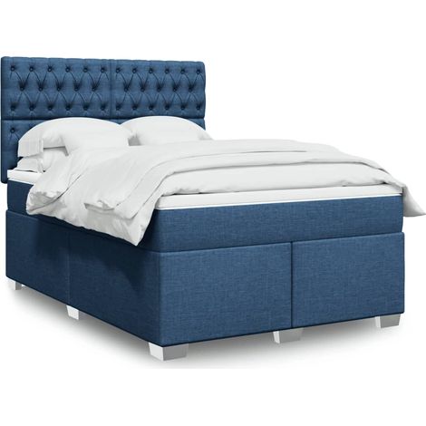 Boxspringbett mit Matratze Blau 140x200 cm Stoff