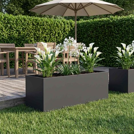 vidaXL Garden Planter Black 60 x 20 x 20 cm Cold-rolled Steel (1/5)