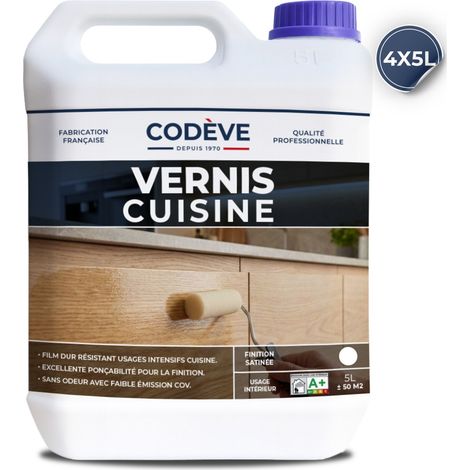 Vernis Cuisine - 4x5 L - Codeve Bois - Pour La Protection De Votre Meuble Ou Desserte De Cuisine En Bois.