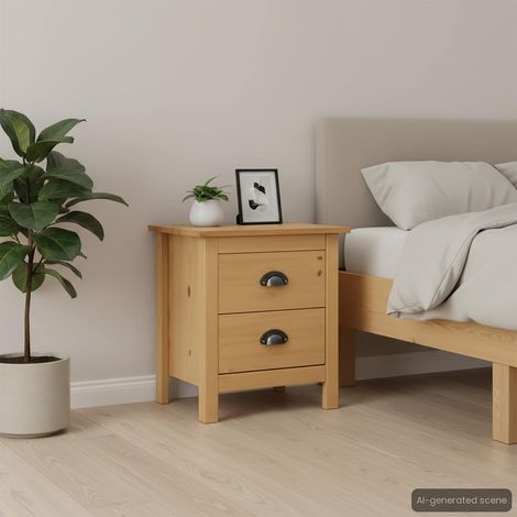 288907 vidaXL Bedside Cabinets "Hill" 2pcs 46x35x49,5cm Solid Pine Wood (1/5)
