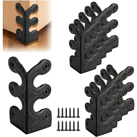 10 Pièces Protecteurs d'angle de Plinthe en Métal, Code Angulaire Décoratif Protecteur, Protection d'angle en Métal Vintage avec 60 Vis (1/5)