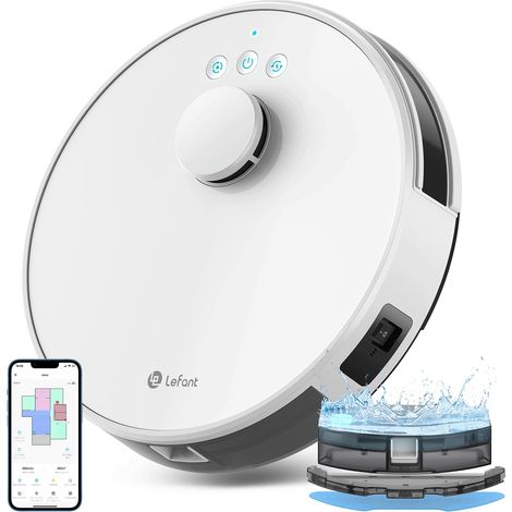 Lefant M1 Robot Aspirapolvere Lavapavimenti con Mappatura, Navigazione LDS, Mappatura Multistrato, 150 Minuti, 5500pa, No-go Zone,Aspirapolvere Robot Adatto a Peli di Animali e Pavimenti Duri, Bianco (1/5)