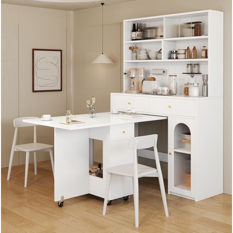 MEUBLIV Armoire de cuisine 120x45x180 cm blanche avec plan de travail et rangement (1/5)