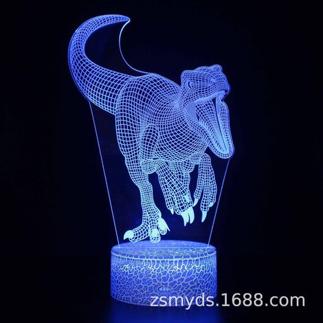 Veilleuse Dinosaure 3D - Panneau Acrylique Illusion Optique T-Rex Triceratops Ptérosaure - Veilleuse Enfant Chambre Bébé - 1 Pièce