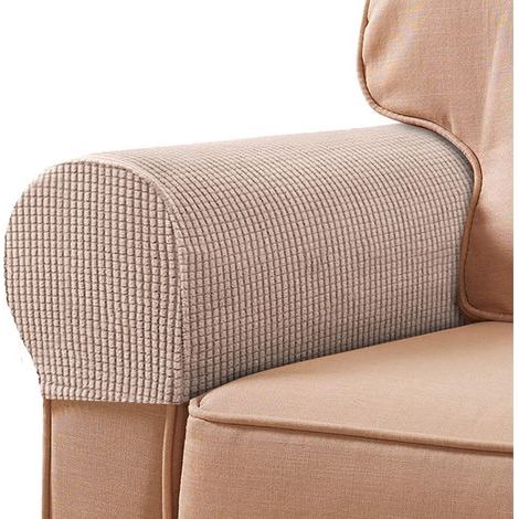 AIDUCHO Accoudoir Universel Protecteur, Repose-Bras En Fibres De Polyester Couvrant Le Canapé, Mieux Protéger Votre Bras De Canapé De L'usure Housse De Fauteuil Extensible(2pcs, Chameau) (1/4)