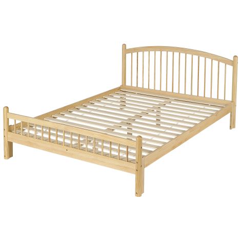 Lit Simple Universel en Bois Massif Couchage140×200cm, Pieds Renforcés Anti-Déformation Design à Barreaux, Adapté Adulte Enfant Appartement (1/5)