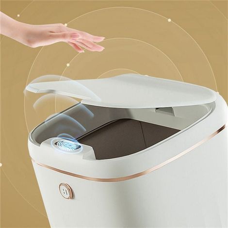 Poubelle Automatique Intelligente 20L Étanche Avec Capteur Pour Cuisine Salle De Bain Blanc (1/4)