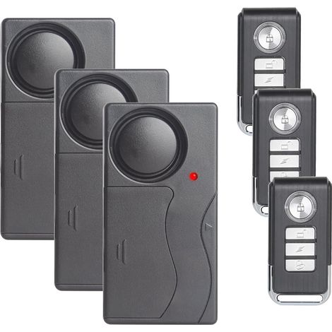 Lot de 3 détecteurs de mouvement anti-vol 110 dB - Sensibilité forte - Réglable - Système de sécurité pour porte, fenêtre, vélo, moto, maison (1/5)