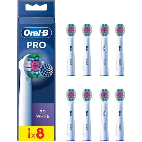 Brossettes ORAL-B - 3D White - Pack de 8 brossettes pour brosse a dent électrique