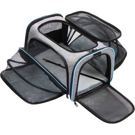 Sac de Transport pour Chat Chien Souple et Pliable Sac pour Chien avec Amovible Tapis en Laine Sac pour Animaux Approuvé par Les Compagnies Aériennes Idéal Capacité Moins 6.5kg