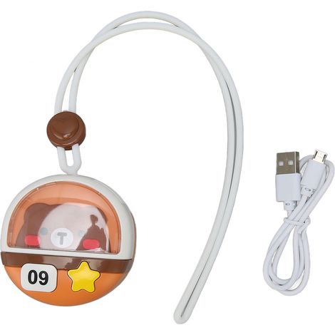 Mini ventilateur de cou suspendu sans pale rechargeable USB 3 vitesses, portable ours cartoon pour voyage camping (1/5)