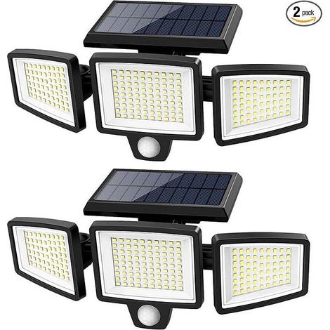 2PCS Le Solar Lights Outdoor, 210led Solar Lights Outdoor Motion Sensor 1000lm 6500k, 360 Rotatable Outdoor Solar Spotlight, Led Security Floodlight Ip65 Wa (1/5)