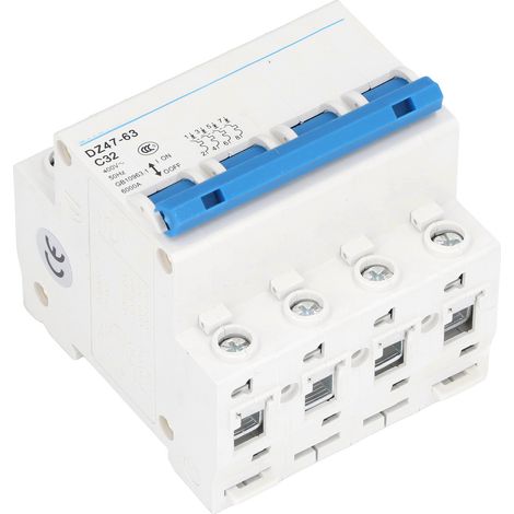 4P Disjoncteur Miniature 32A 400V 6000A Rail DIN - Interrupteur Automatique Pa66 pour Tableau Électrique (1/5)