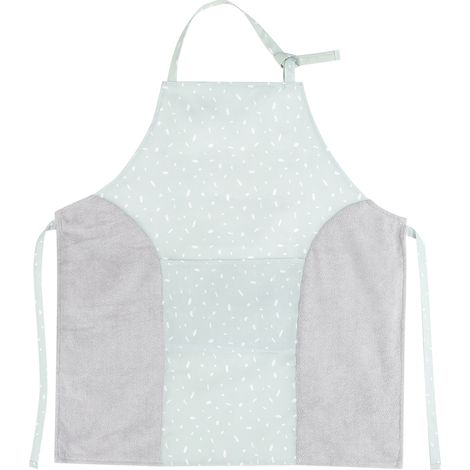 Tablier de cuisine en toile avec serviettes intégrées, imperméable à l'huile et à la poussière, poche pratique, réglable, vert (1/5)