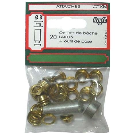 OEILLET BACHE D8MM X20 + OUTIL VYNEX - 46061