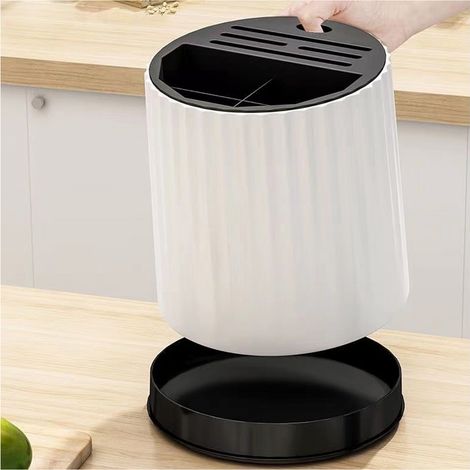 Porte-couteaux rotatif en plastique universel multifonction bloc à couteaux support pour couverts cuisine (1/5)