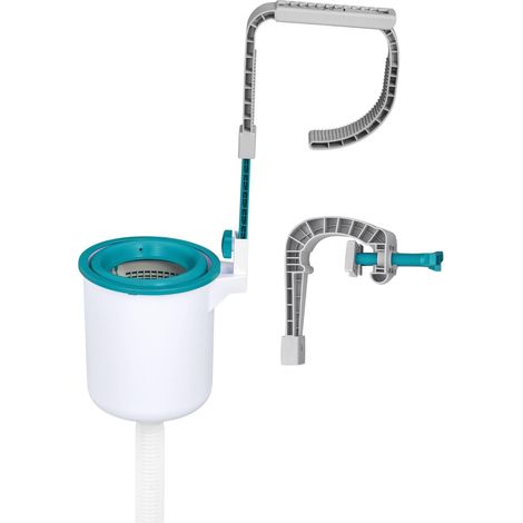 Skimmer mit Haken für Aufstellpools Entfernt Blätter und Schmutz – Bohrfreie Montage – Kompatibel mit Standardpumpen – Leicht zu leerender Korb (1/5)