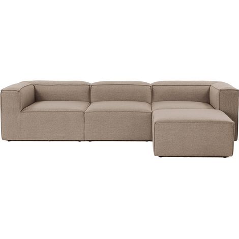 Sofamodul 4-Sitzer mit Fußhocker in Leinen Fora - Beige