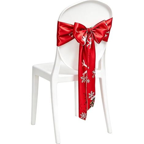 Décoration De Chaise À Nœud De Noël Liens Et Lavables Thème Noël Décoration Nœud Rouge Pour Maison, Événements, Banquets, Kids Shower, Anniversaire, Fête, Restaurant, Hôtel, Intérieur, (1/5)