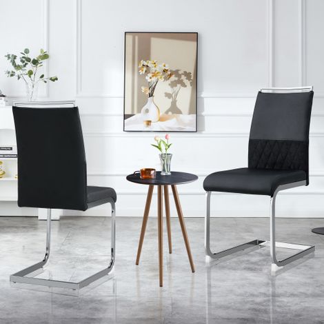 Sedie da pranzo moderne, set da 2, in similpelle PU e schienale in lino, sedia imbottita con schienale alto, design a righe orizzontali per sala da pranzo, cucina, sedia per gli ospiti, ufficio, color