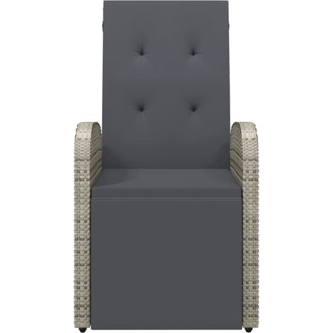 INLIFE Chaise inclinable de jardin et coussin Résine tressée Gris (1/3)