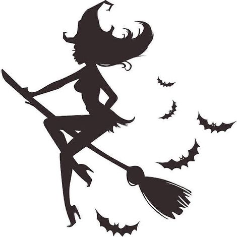 1 Stück Halloween-Dekoration Fledermaus Hexe Wandaufkleber Schlafzimmer Wohnzimmer Sofa Hintergrunddekoration (schwarz) (1/3)