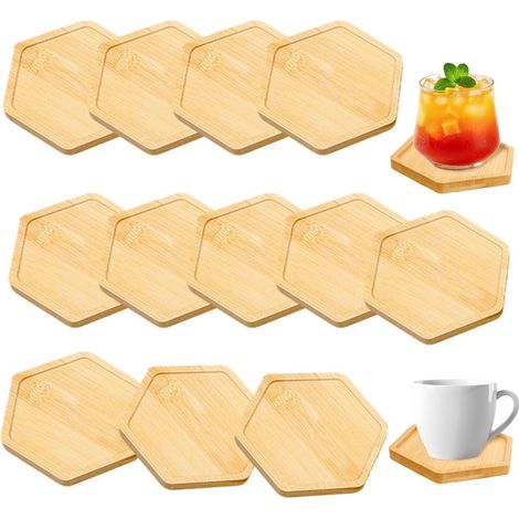 2er Set Mosaik Untersetzer 10cm Sechseck Holz für DIY Basteln (1/4)