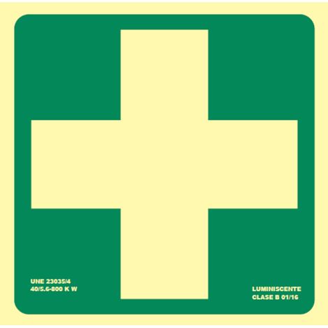 Cartel de emergencia de botiquín de primeros auxilios Gran Formato SEKURECO                         630 x 630 mm                          CLASE B (PVC 0'7mm) (1/2)