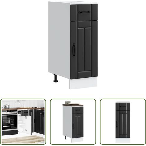 vidaXL Holzwerkstoff - Küchen-Unterschrank Lucca Schwarz Holzwerkstoff (1/5)