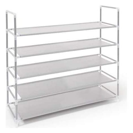 Scarpiera mobiletto portascarpe e portastivali 5 ripiani capienza fino a 25 paia 90,5 cm bianco 130001028