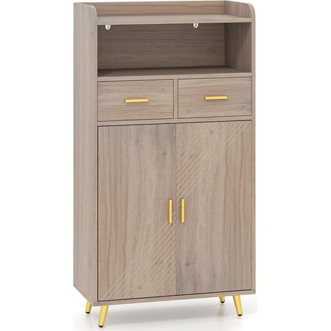 Goplus – Armoire murale de salle de bain avec miroir HD antibuée – Lumière LED réglable – Double porte – Étagères ajustables – 60 x 30 x 113 cm (Gris) (1/5)