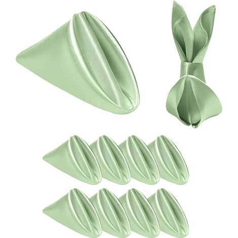 Lot de 10 serviettes de table vert sauge 50 cm en polyester pour mariage et cuisine (1/5)