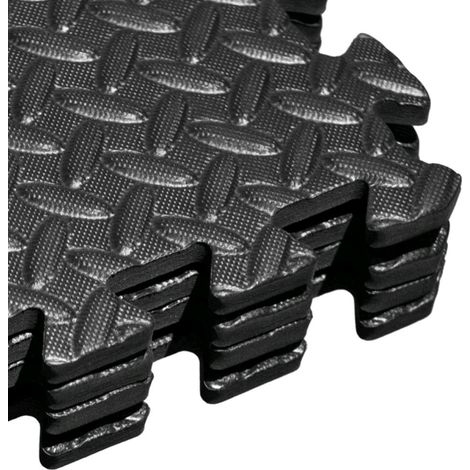 Tappeto Tappetino Mattonella Puzzle Morbido NERO MANDORLATO 60x60x1 cm Per Bambini 4 pz (1/5)