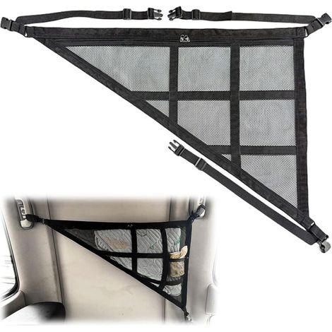 Double-Layer Car Roof Storage Net, Triangle Car Roof Storage Net, Universal Car Ceiling Luggage Net Bag for Car Jeep Van SUV Car Trunk Net, Black, 70x50cm (1/5)
